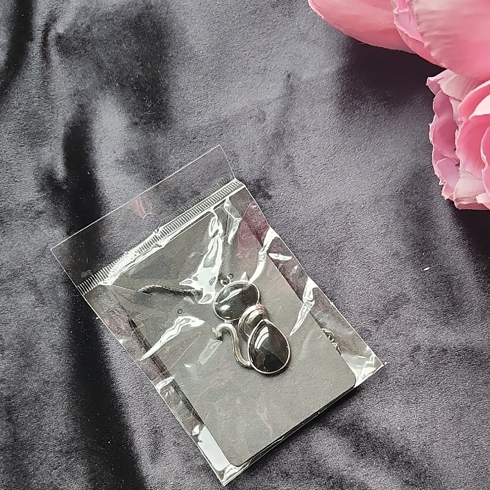 Obsidian Cat Necklace